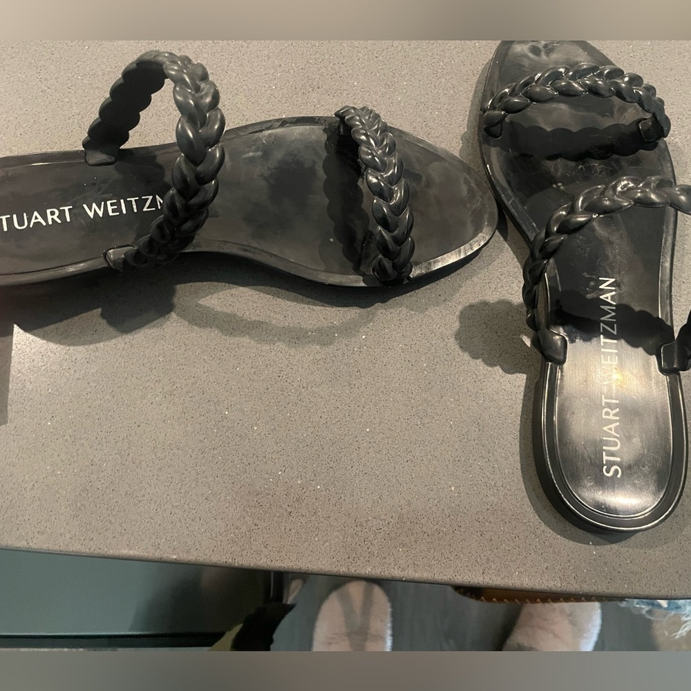 Stuart Weitzman Black Leather Sandals